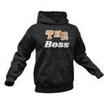 Schwarzer Hoodie mit Aufdruck „The Boss“ in markanter Schrift, aus weichem Sweatstoff mit bequemer Passform