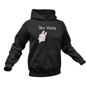 Illustration eines süßen weißen Comic-Hasen mit rosa Wangen, der um eine Ecke lugt und zwinkert.